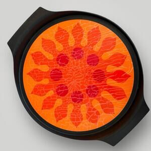 Vintage 70s Rubbermaid Turntable Lazy Susan Tray Groovy Red Orange Design MCM